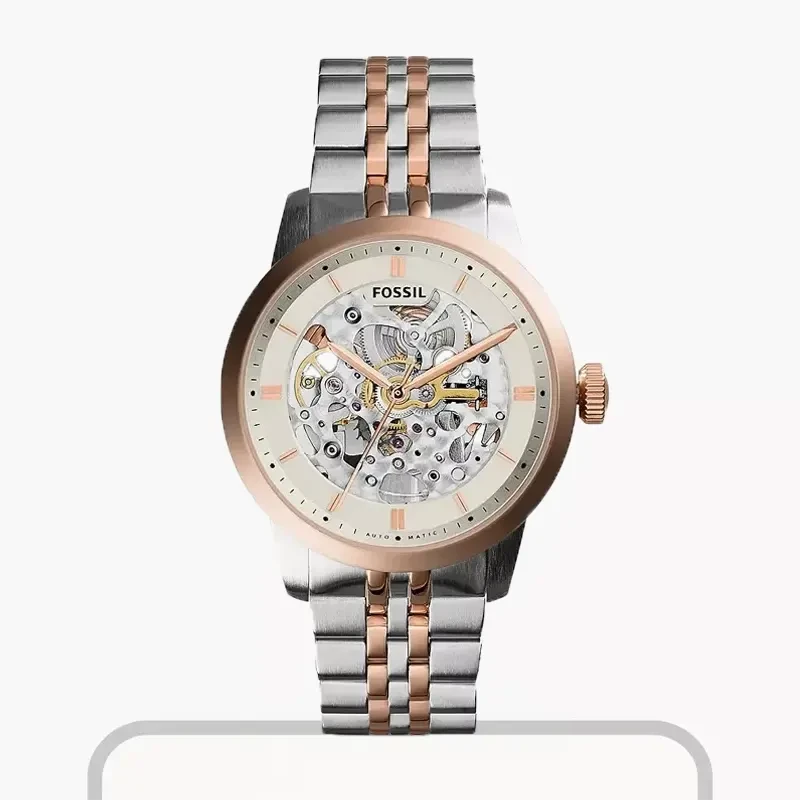 Fossil Townsman Automatic Beige Skeleton Dial Two-tone Men's Watch- ME3075